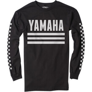 Yamaha Factory Effex Long Sleeve Shirt Black Checkered Sleeves Mens Size M